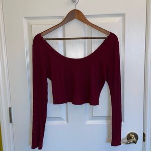 Bozzolo Maroon Long Sleeve Crop Top